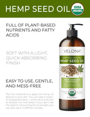 Velona Hemp Seed Oil green hue closeup highlights natural unrefined quality and aroma