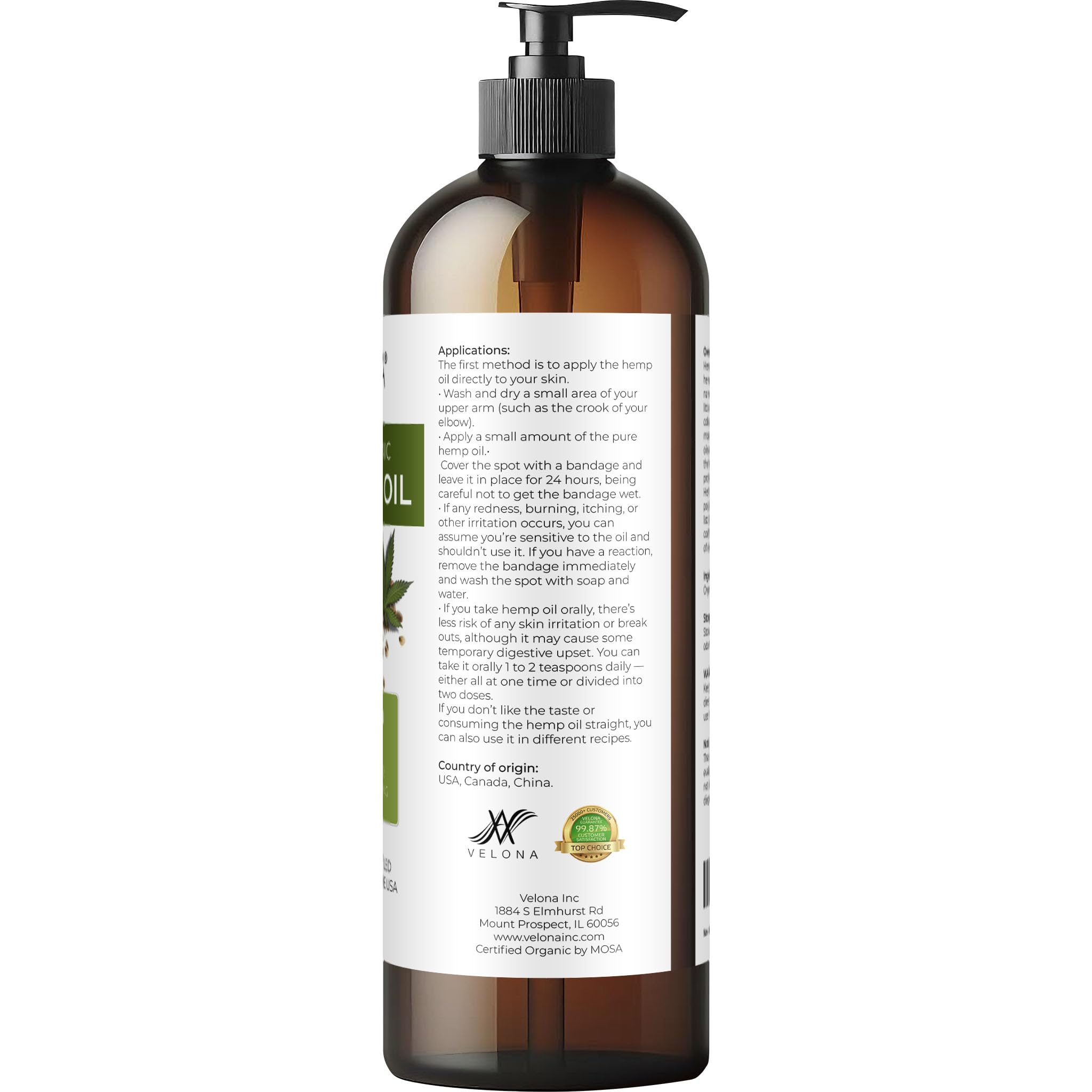 Velona Hemp Seed Oil hair care shine without heaviness on ends