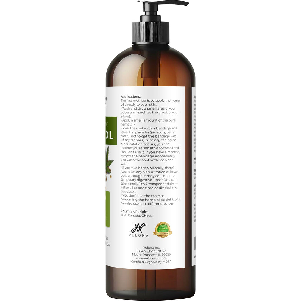 Velona Hemp Seed Oil hair care shine without heaviness on ends