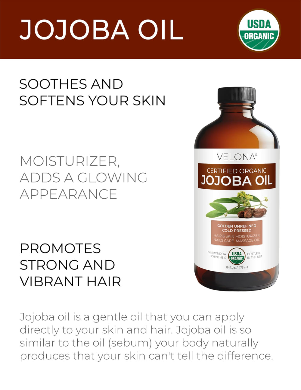 Velona Jojoba Oil for face gentle makeup removal and hydration