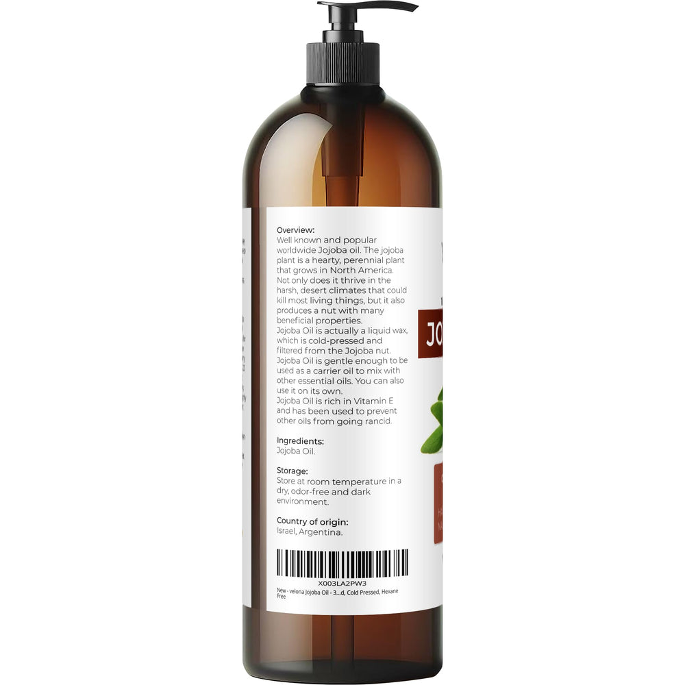 Velona Jojoba Oil used for gentle face makeup removal and cleansing.