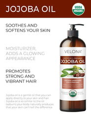 Velona Jojoba Oil golden appearance signals premium, hexane-free oil