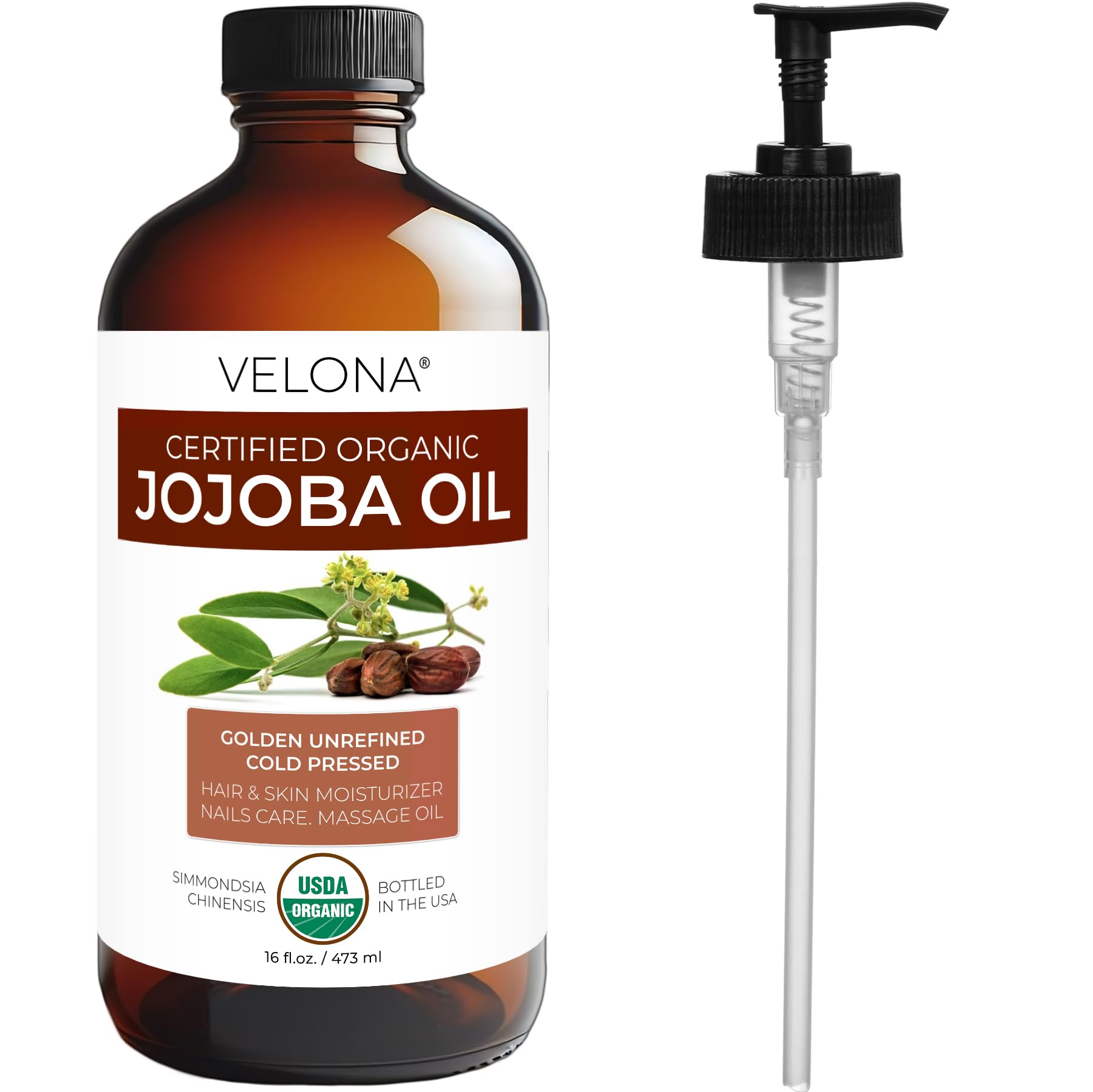 Velona Jojoba Oil organic certification badge confirms USDA status