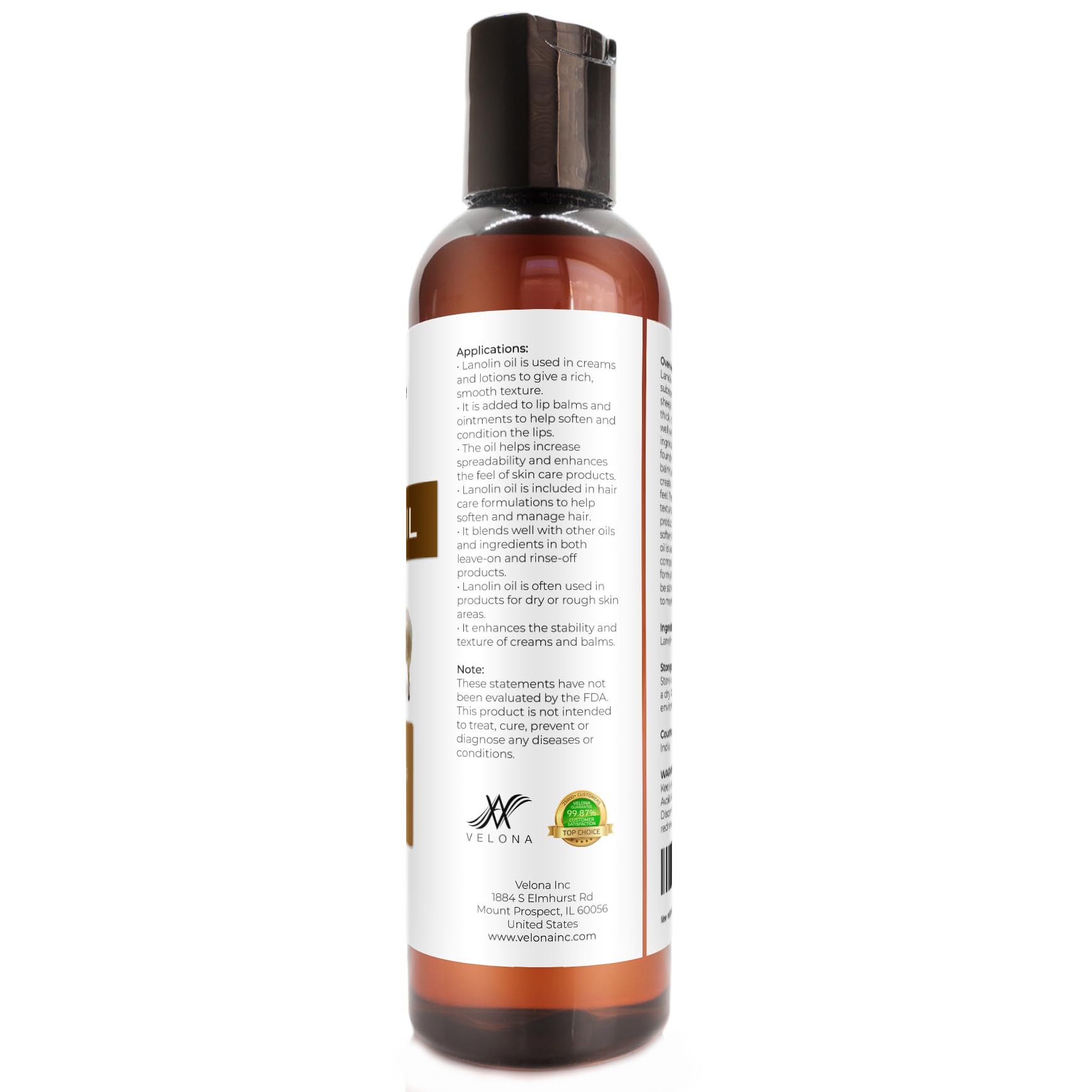Velona Lanolin Oil skin-application demonstrates lightweight moisture layering.