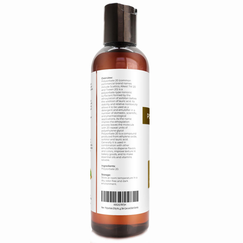 Velona Polysorbate 20 label highlights food and cosmetic grade.