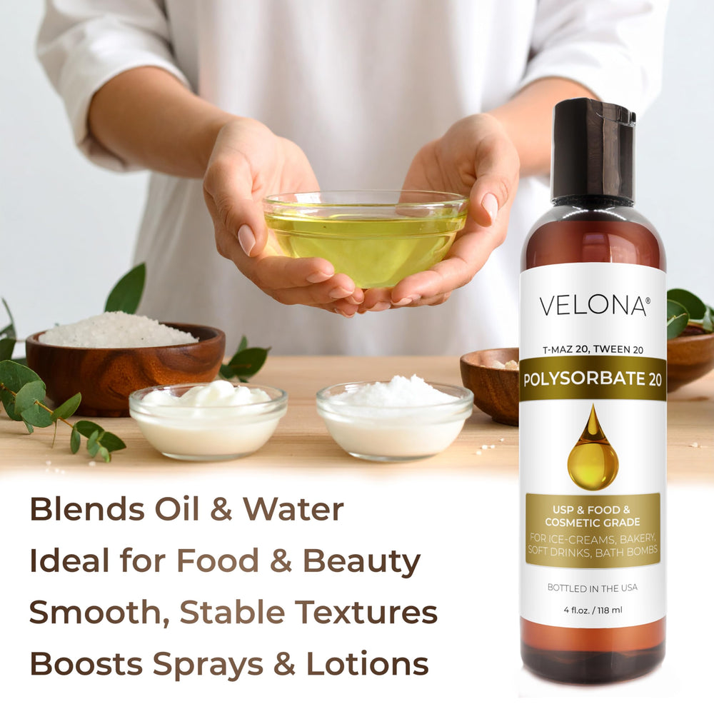 Velona Polysorbate 20 skincare application for smooth emulsions.