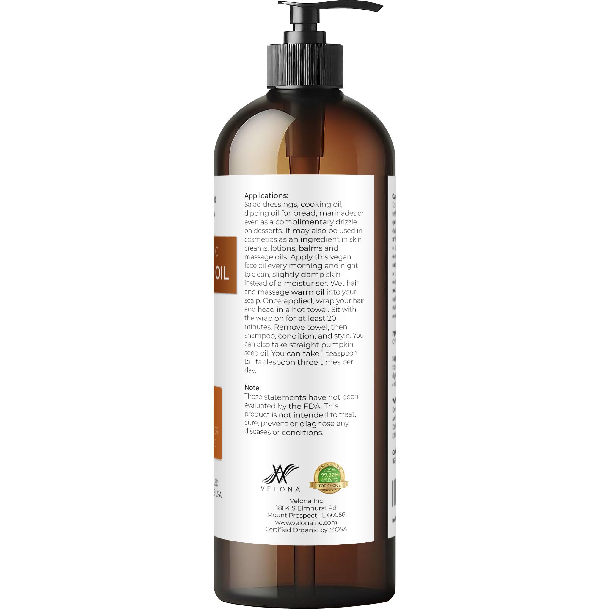 Velona Pumpkin Seed Oil on salad plate illustrating drizzle-ready finishing oil.