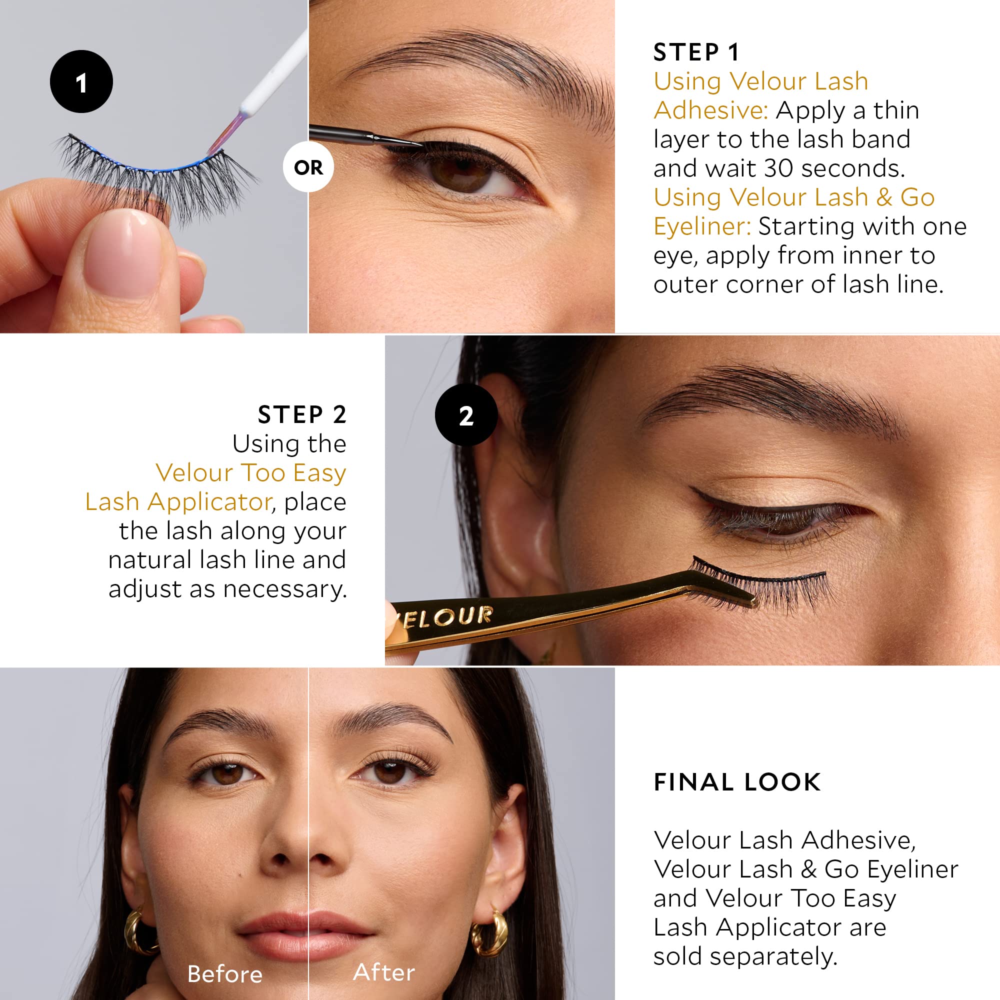 VELOUR Velour Effortless Lashes reusable design supports 25+ uses.