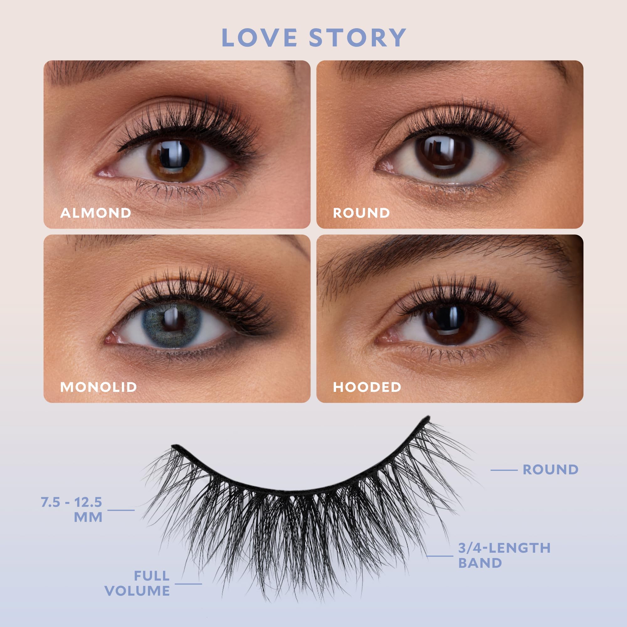 Velour Effortless Self Adhesive Eyelashes adhesive band close-up highlights seamless blend.