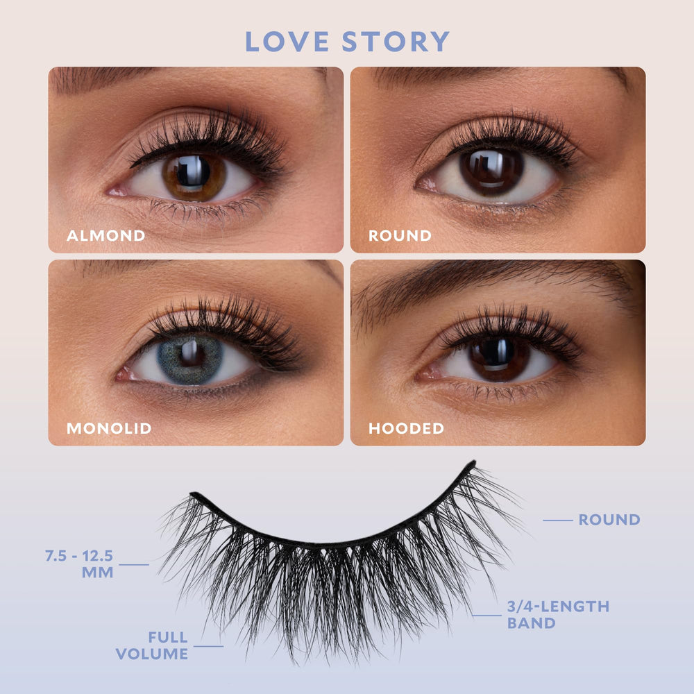 Velour Effortless Self Adhesive Eyelashes adhesive band close-up highlights seamless blend.