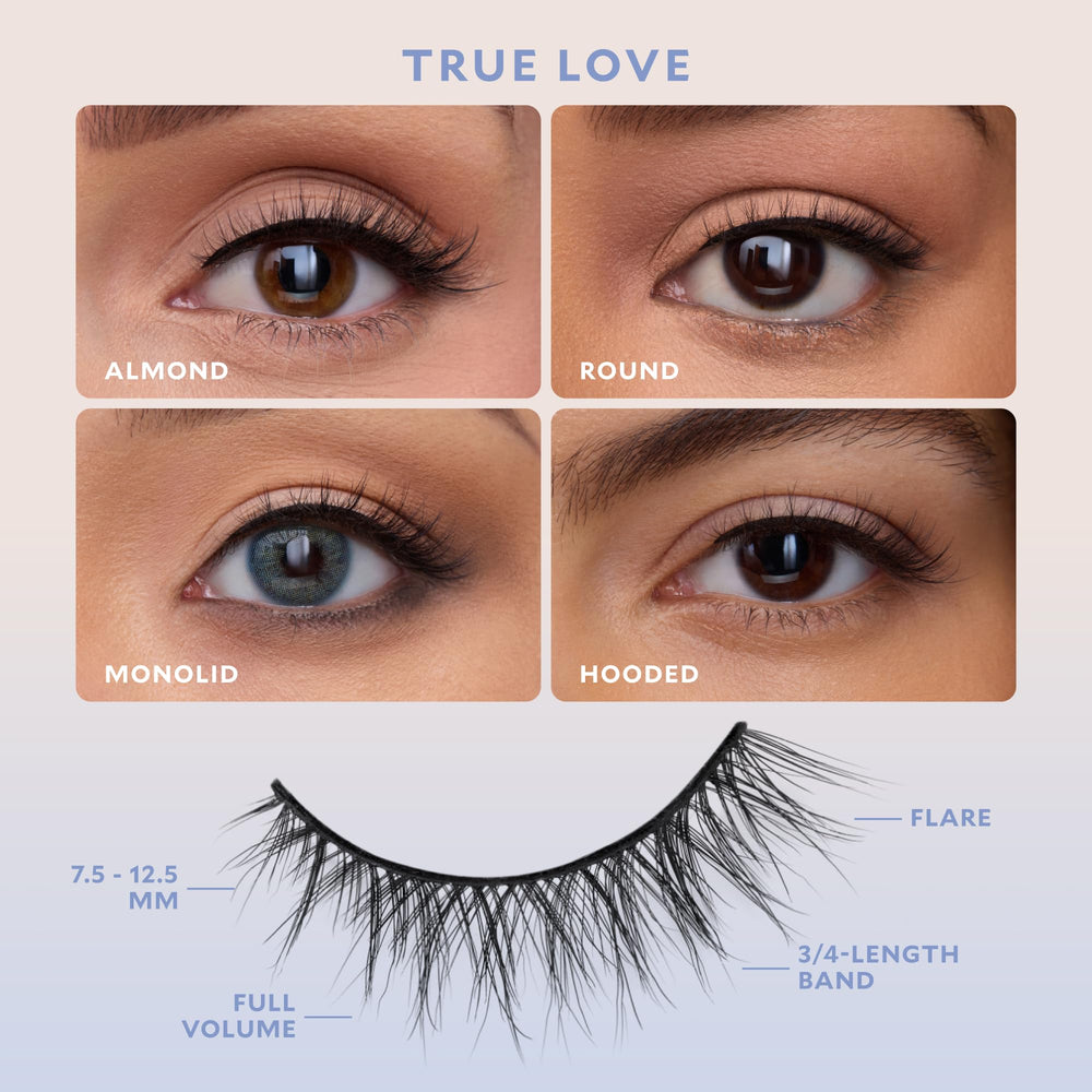 Velour Effortless Self Adhesive Eyelashes application close-up showing no tools needed for fast beauty.