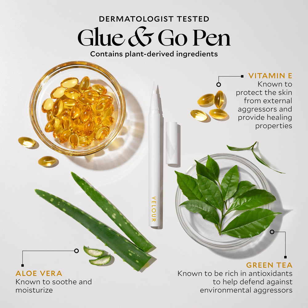 VELOUR Glue & Go Pen dermatologist-tested formula gentle on lash line