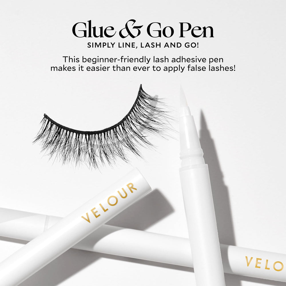 VELOUR Glue & Go Pen dries clear for seamless lash adhesion
