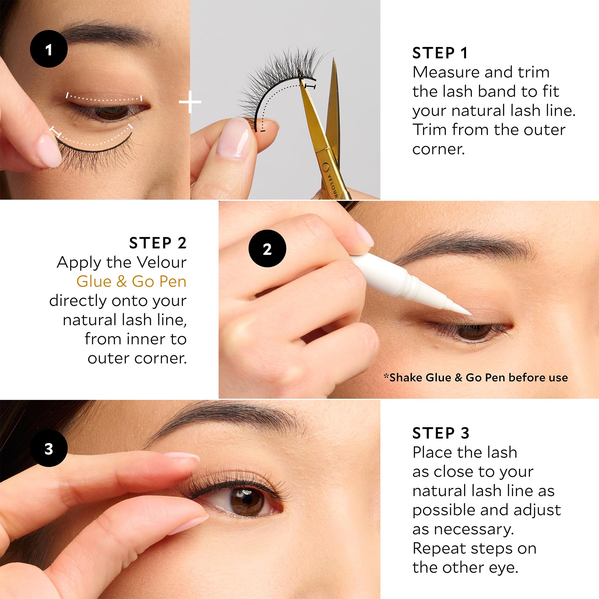 VELOUR Glue & Go Pen latex-free formula suitable for sensitive skin