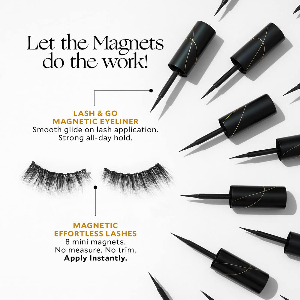 Velour Lash & Go magnetic liner on eye enables easy lash attachment.