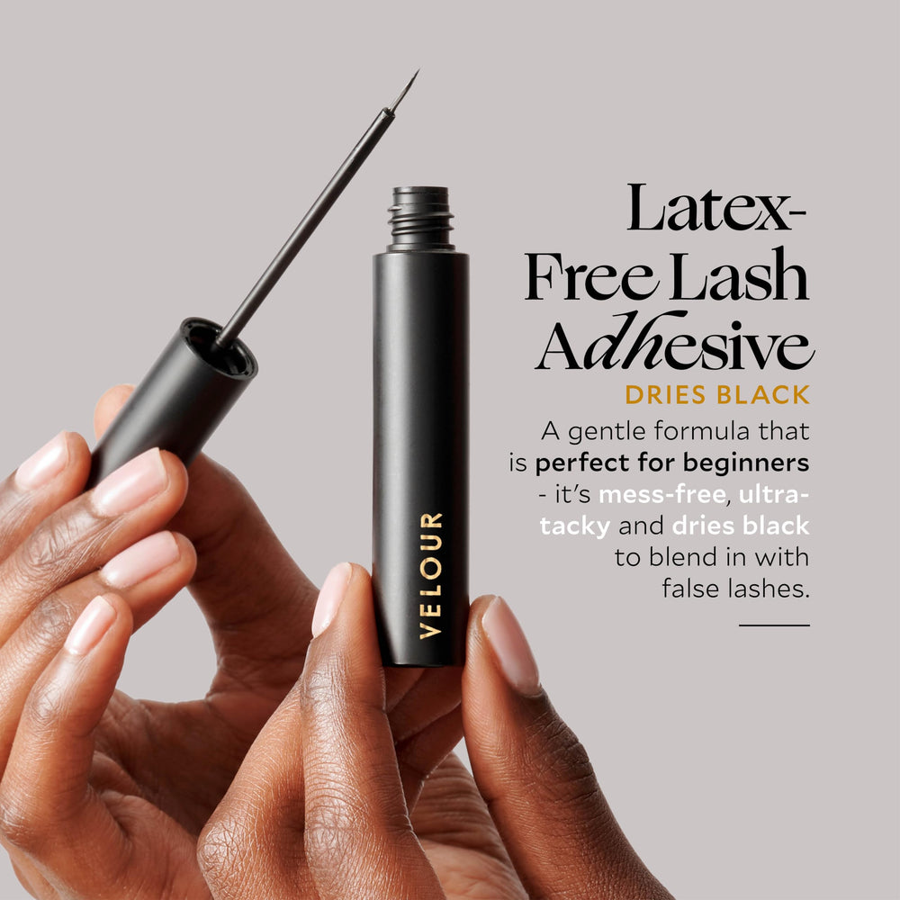 Velour Strong Eyelash Glue easy removal with makeup remover.