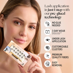 Velour Xtensions lash applicator tool demonstrates precise placement without glue.