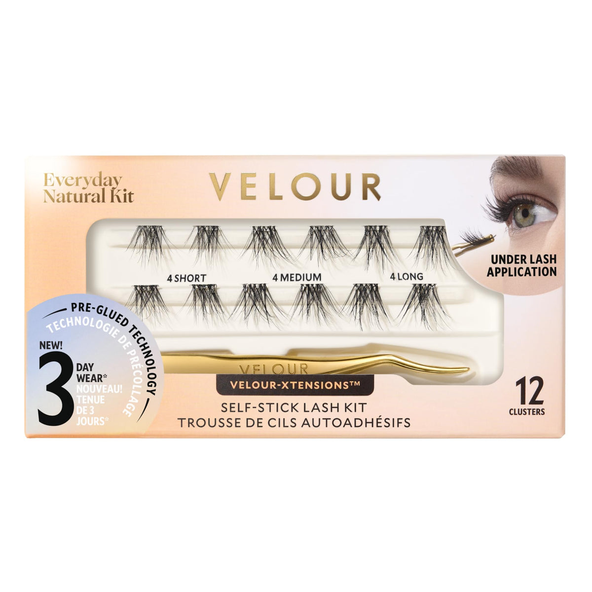 Velour Xtensions self-stick lash clusters pack enables quick, mess-free eye enhancement at home.