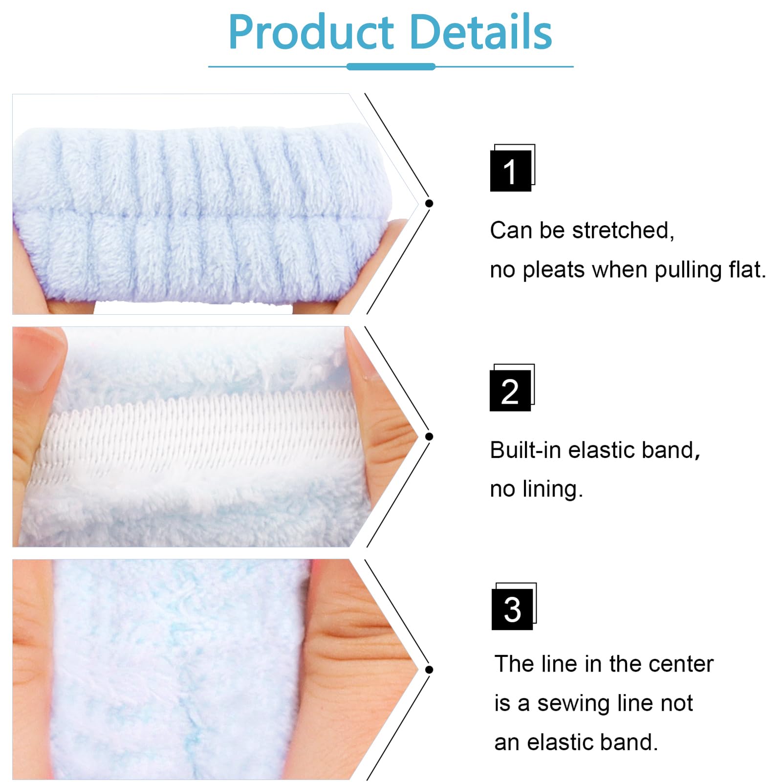 VELSCRUN Spa Headbands blue set face-wash use supports easy mask and cleanser application