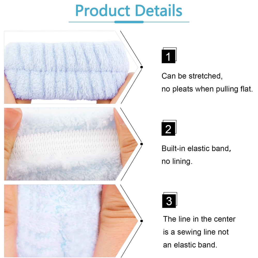 VELSCRUN Spa Headbands blue set face-wash use supports easy mask and cleanser application