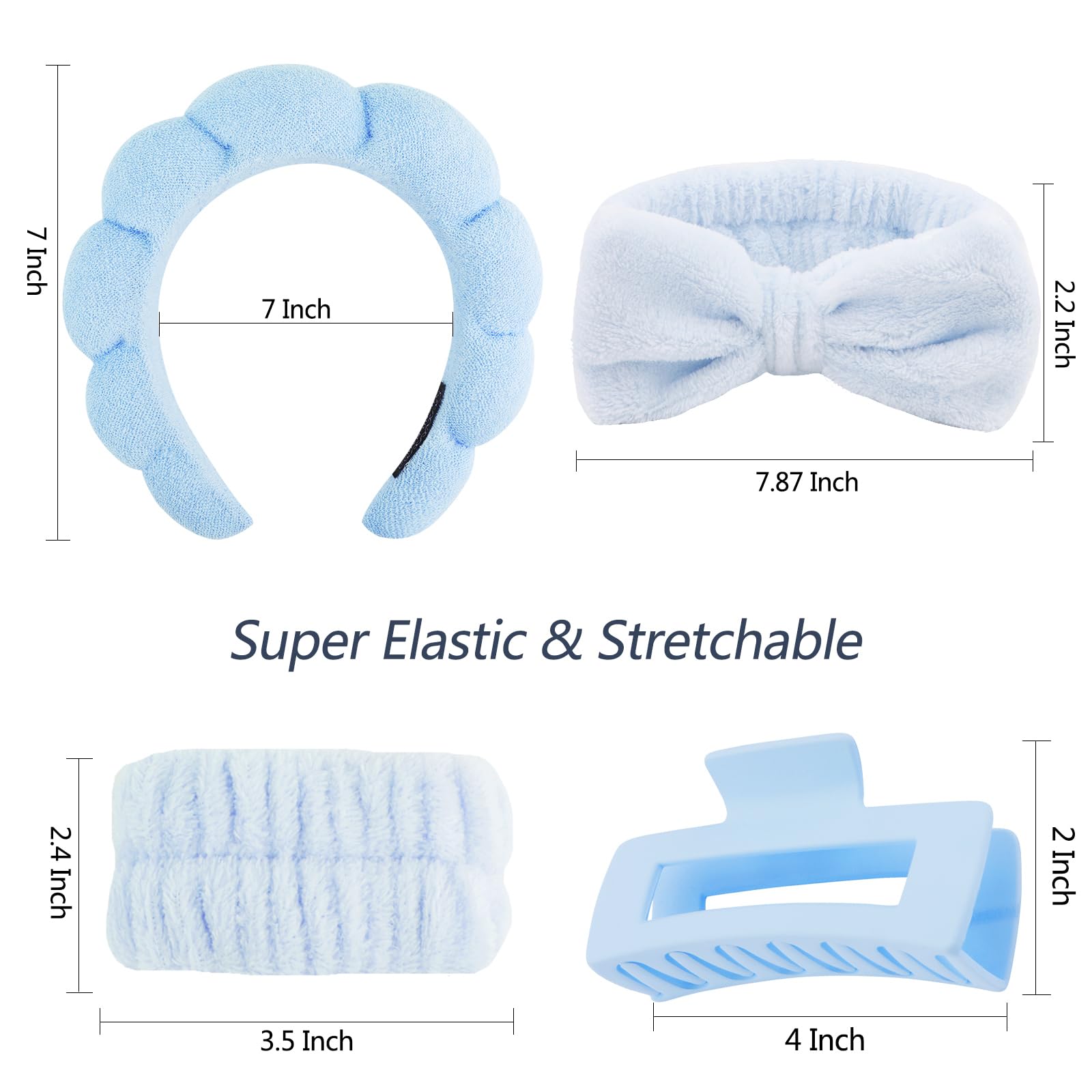 VELSCRUN Spa Headbands blue set makeup use helps keep makeup area neat