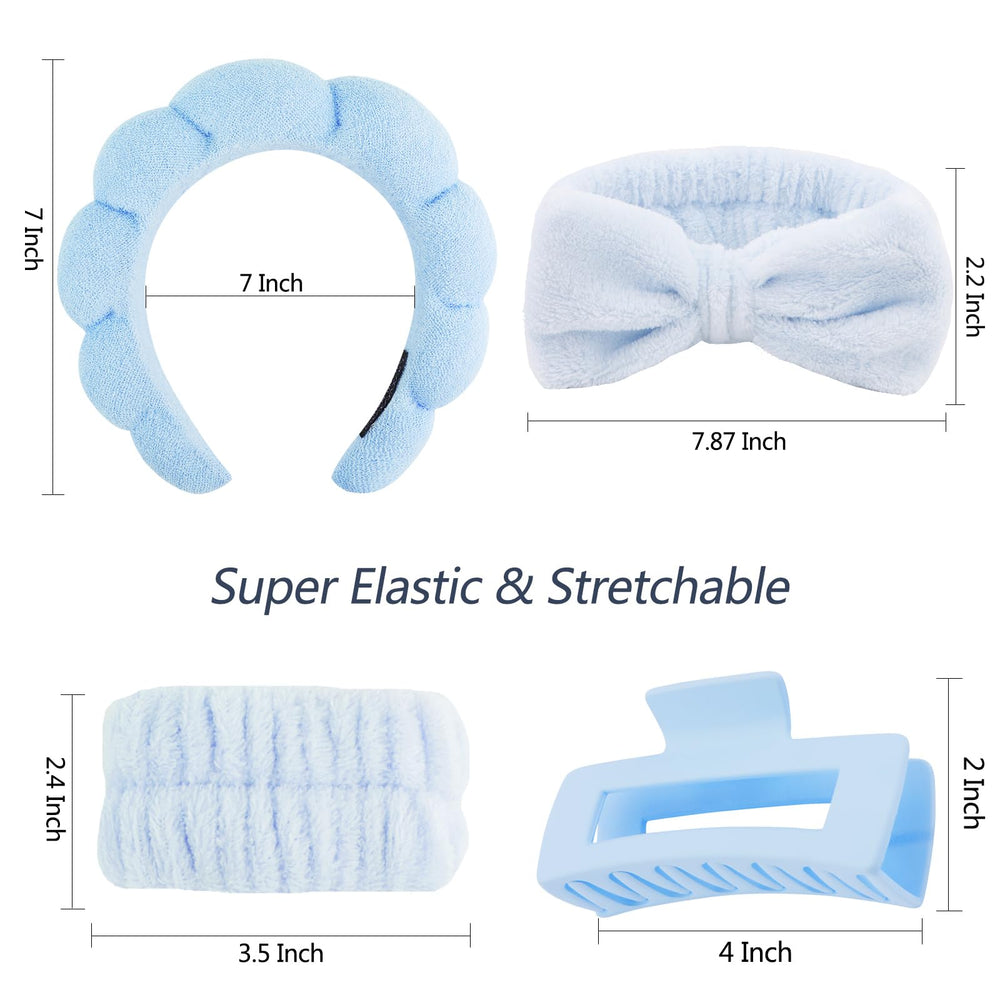 VELSCRUN Spa Headbands blue set makeup use helps keep makeup area neat