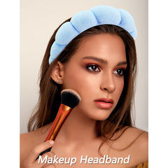 VELSCRUN Spa Headbands blue set sponge headband highlights soft cloud-like texture for spa days