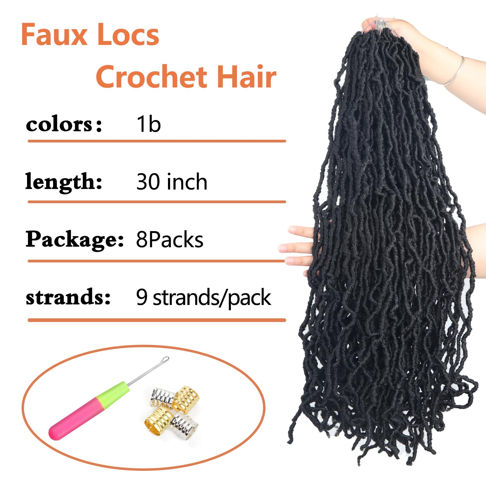 Vemet Soft Locs 30 Inch faux locs close-up highlights silky fibers for natural appearance