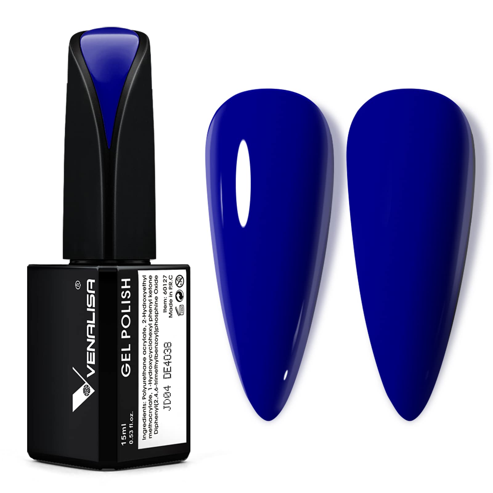 Esmalte gel VENALISA azul rey, botella visible para color intenso en uñas