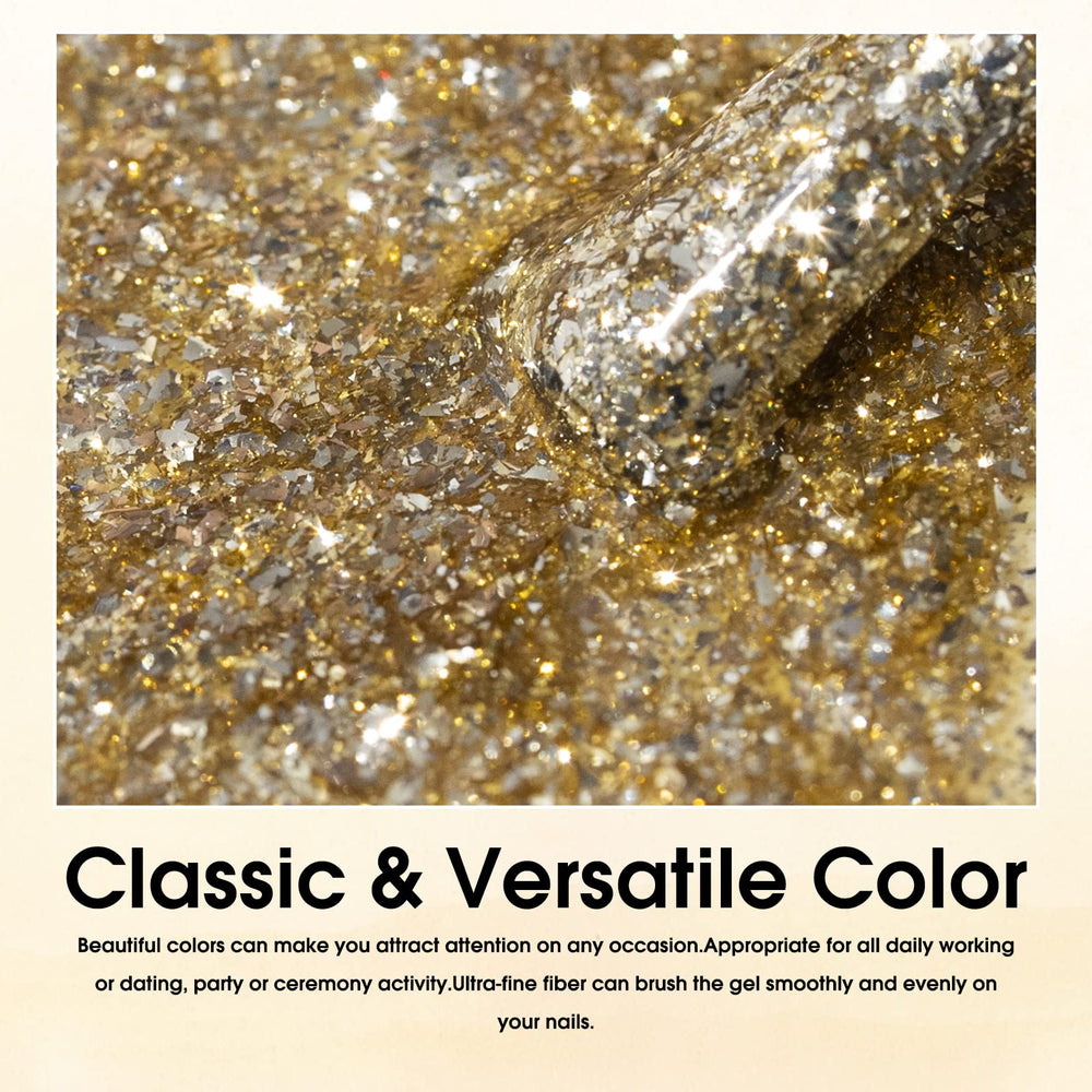VENALISA 12ml glitter gel polish close-up showing vibrant color payoff.