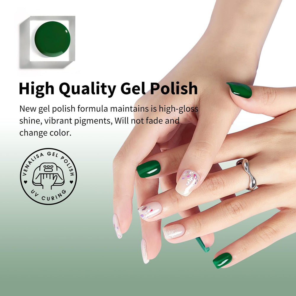 VENALISA emerald-green shade swatch presents a glossy, eye-catching finish for everyday wear.