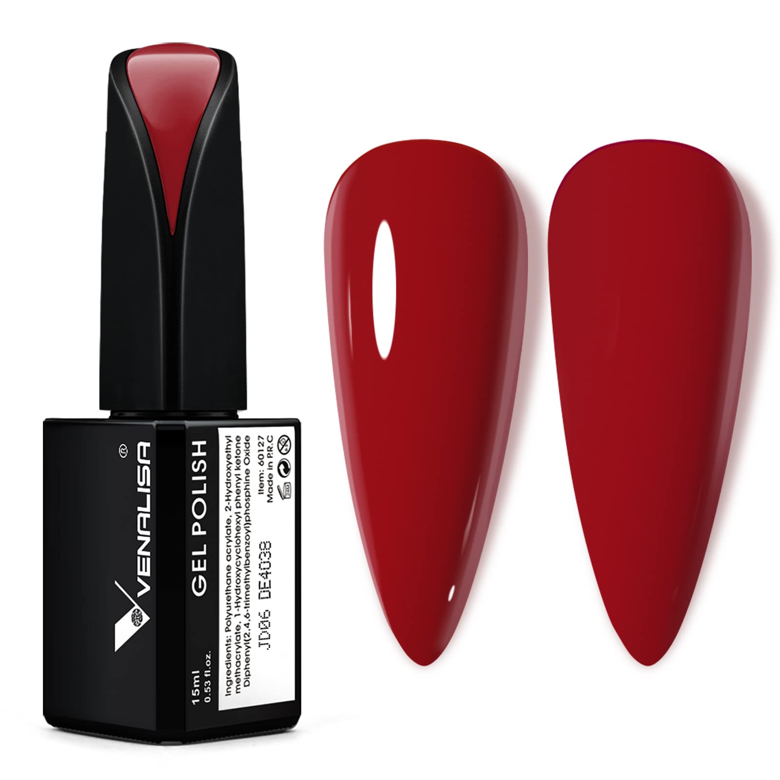 VENALISA red gel nail polish bottle front showing vibrant color for bold nails