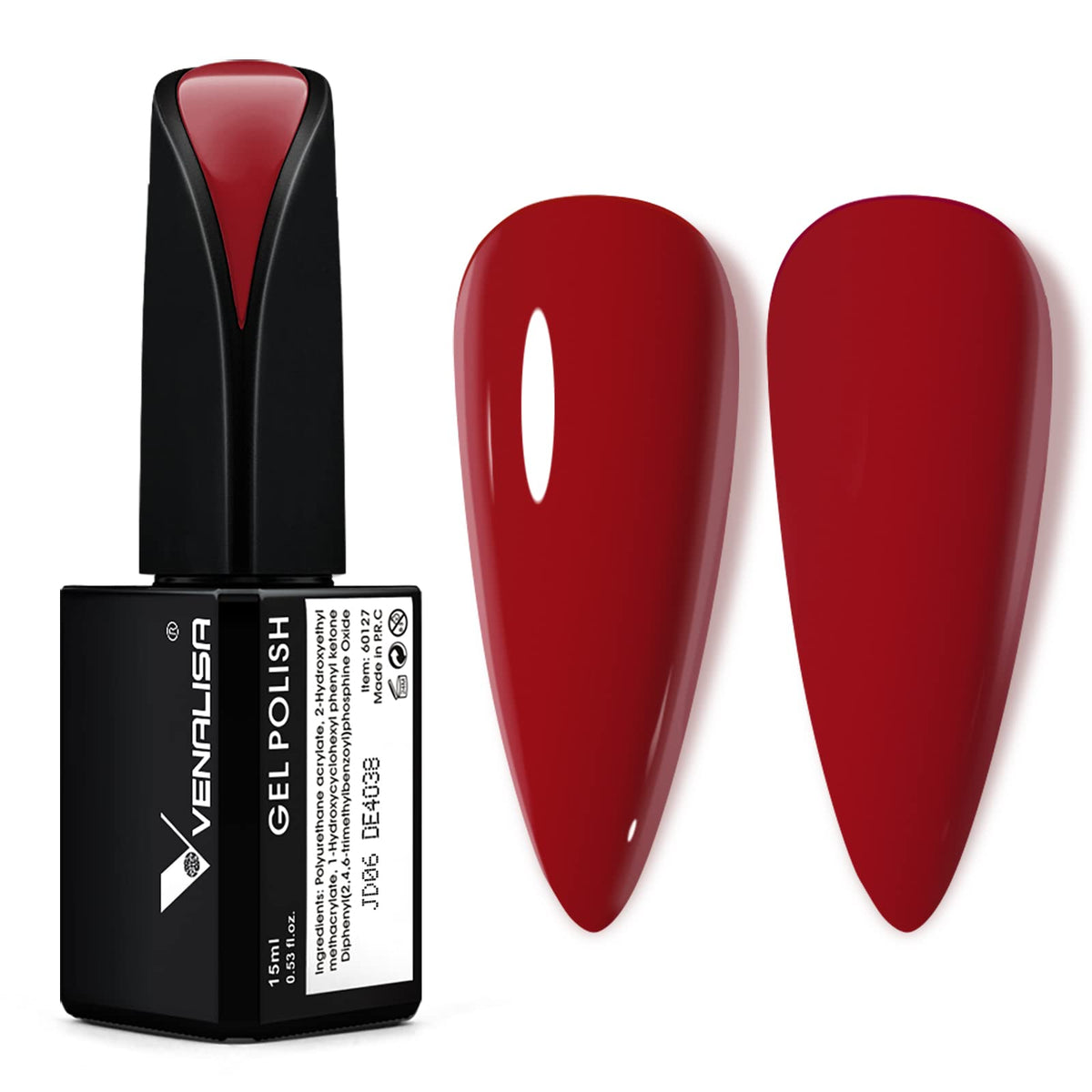 VENALISA red gel nail polish bottle front showing vibrant color for bold nails