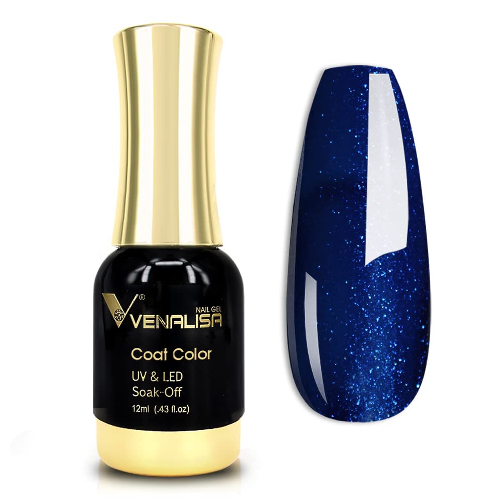 VENALISA Royal Blue Gel Nail Polish bottle shows a bold navy shade for at-home salon vibes.