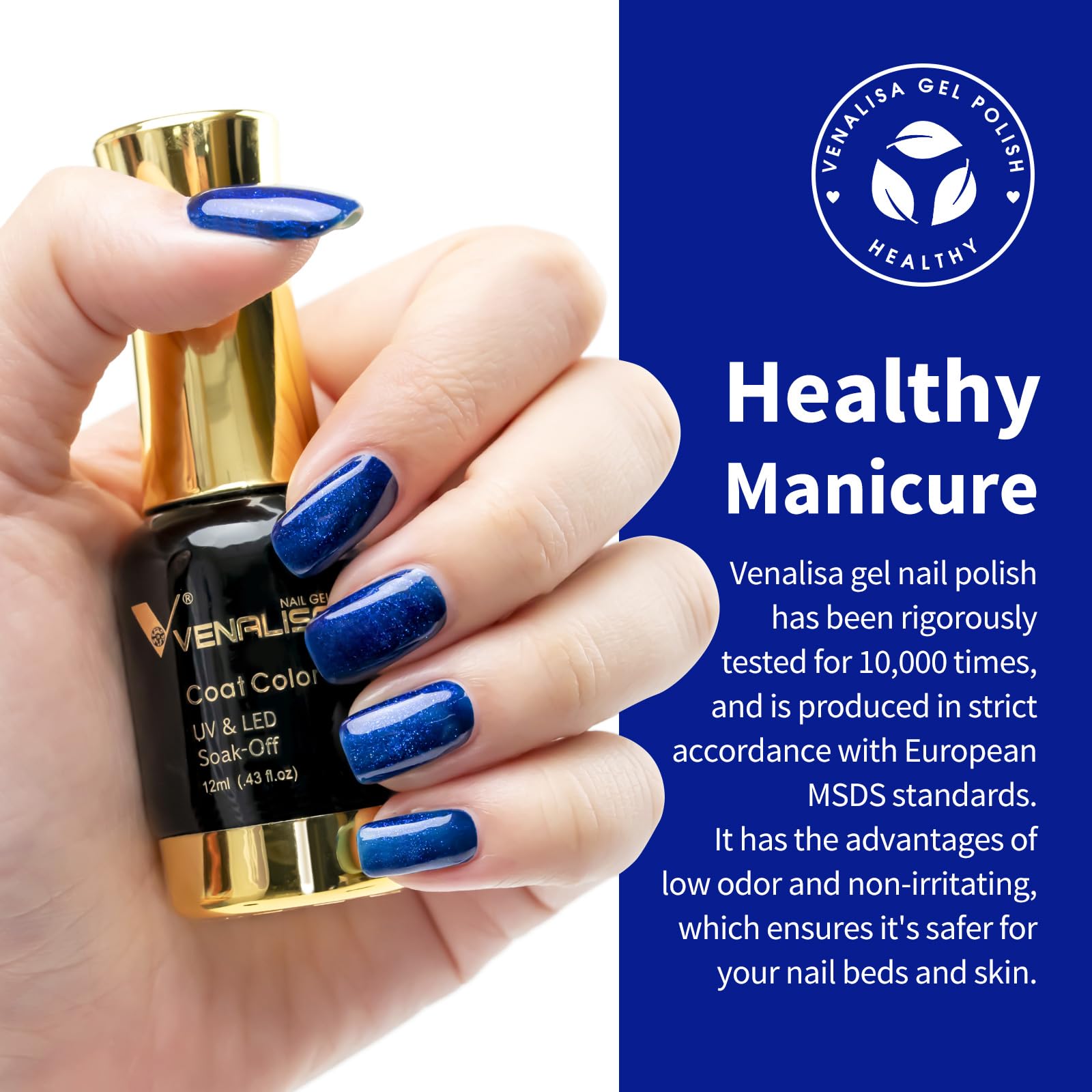 VENALISA gel polish cures under UV/LED lamp for quick, reliable setting.