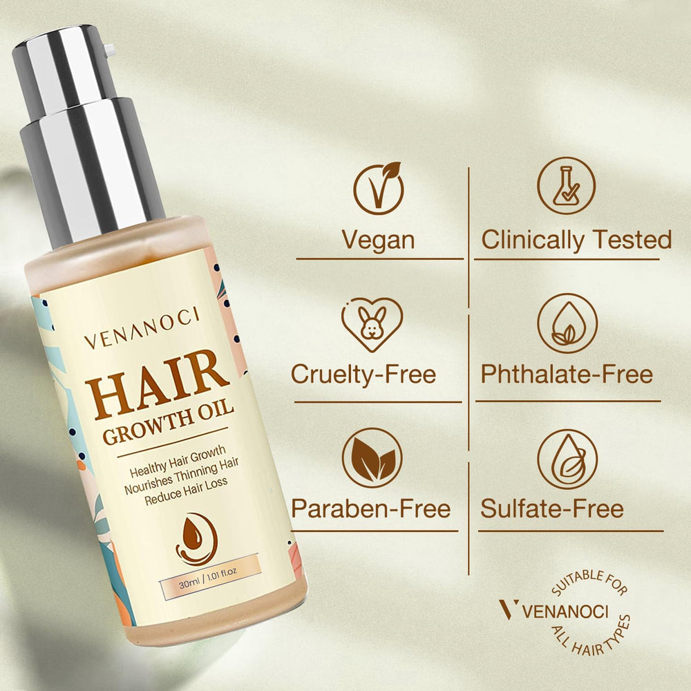 Venanoci hair growth oil in use during a hair care routine