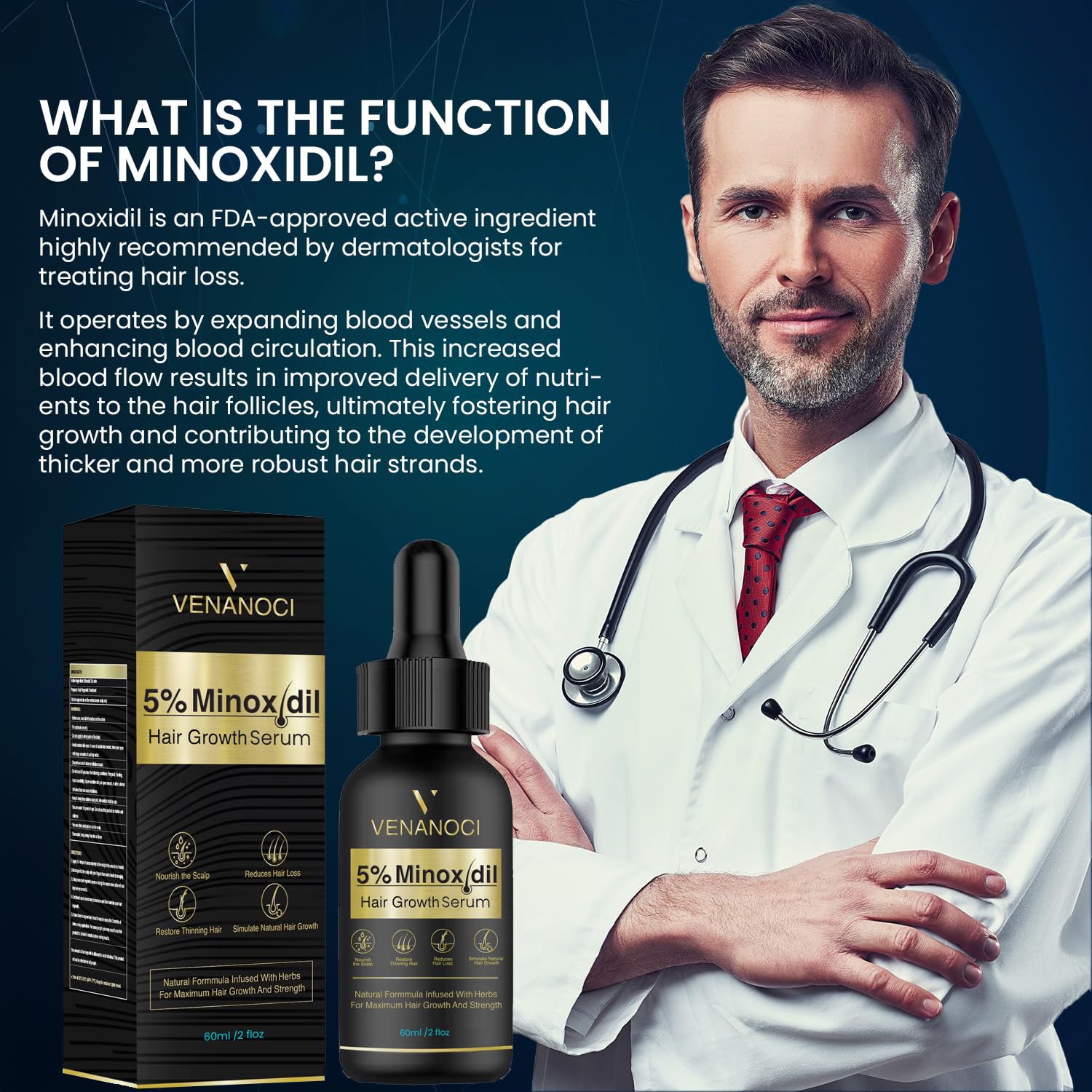 Venanoci packaging shows paraben-free formula and safety-focused quality.