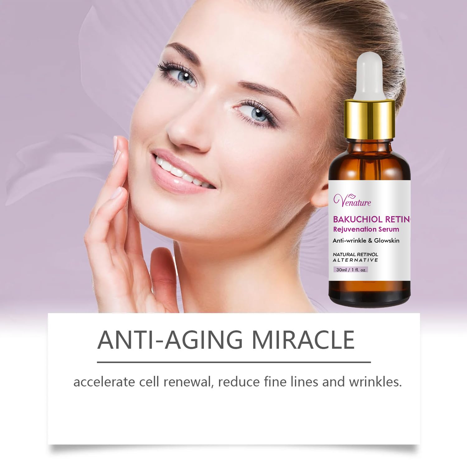 Venature skincare routine bottle on shelf highlights daily-use potential.