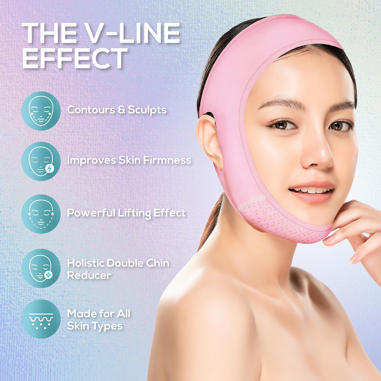 Venus Visage chin strap worn at night with comfortable padded chin