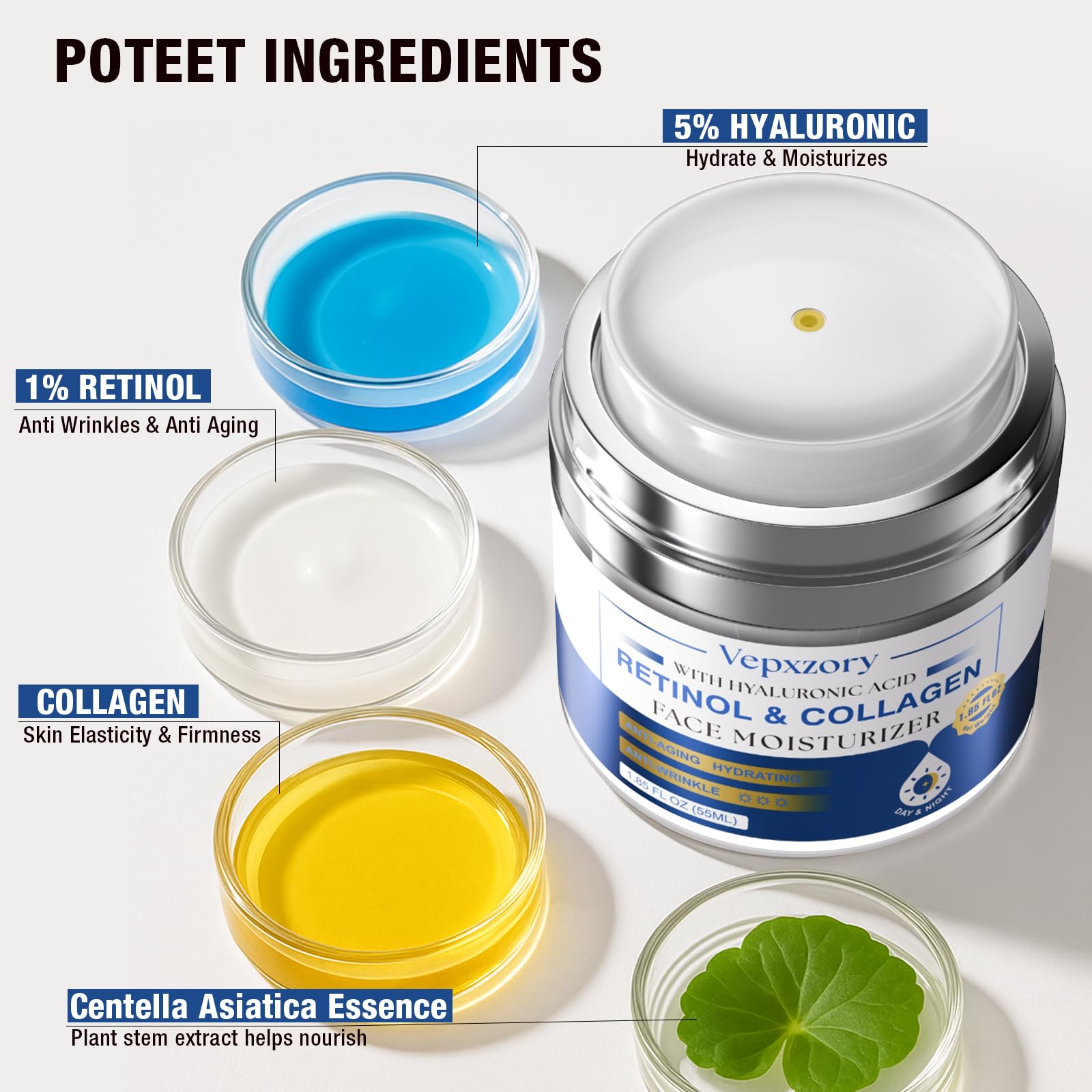 Vepxzory collagen anti aging cream texture shot emphasizes skin firming potential.