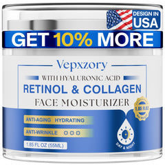Vepxzory face moisturizer bottle closeup, highlighting hydrating daily use.