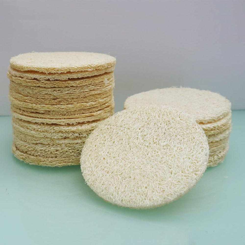 VeridianLife loofah pad in use during a gentle facial massage