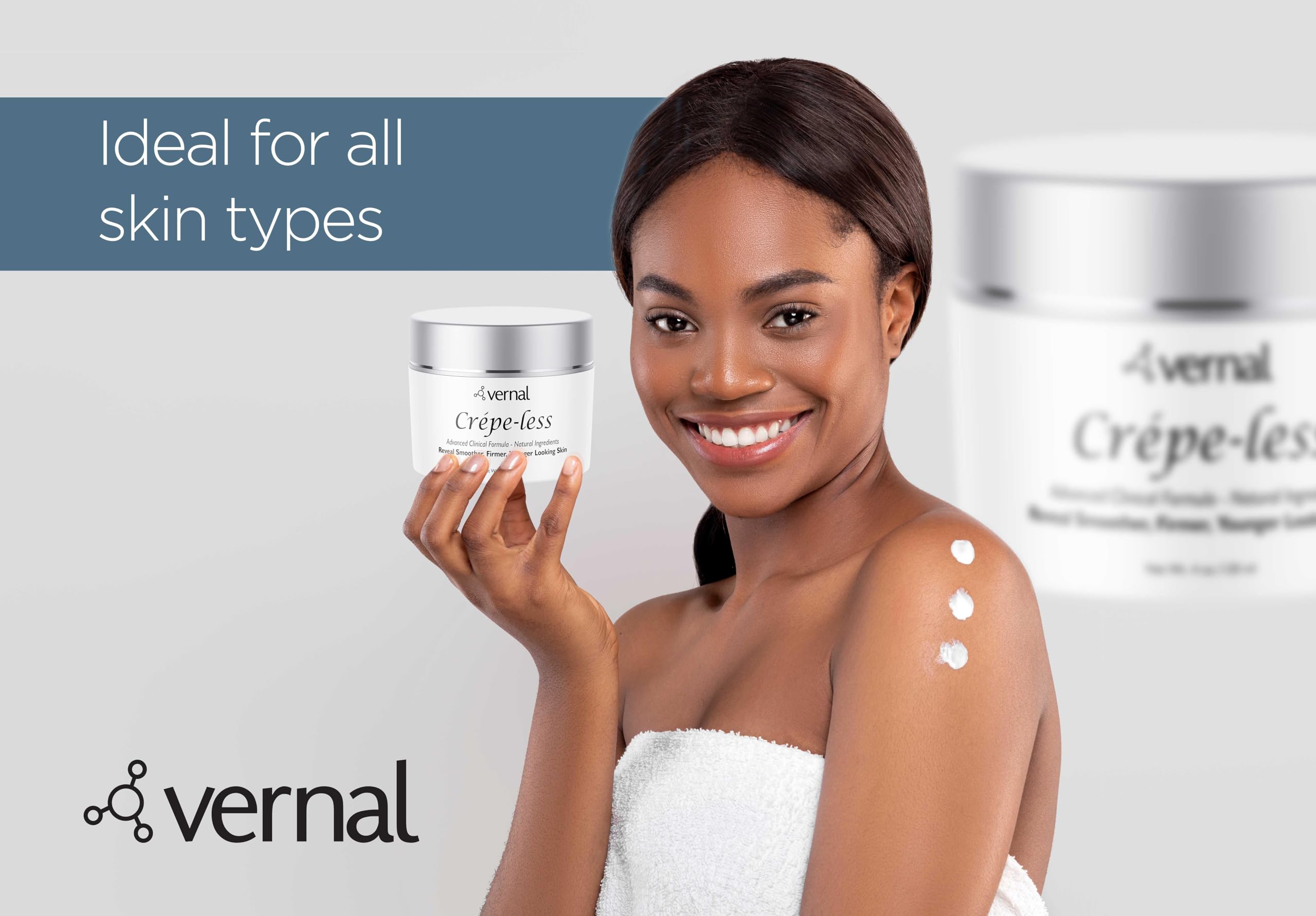 Vernal Crepe-less Cream packaging communicates clean, organic ingredients.