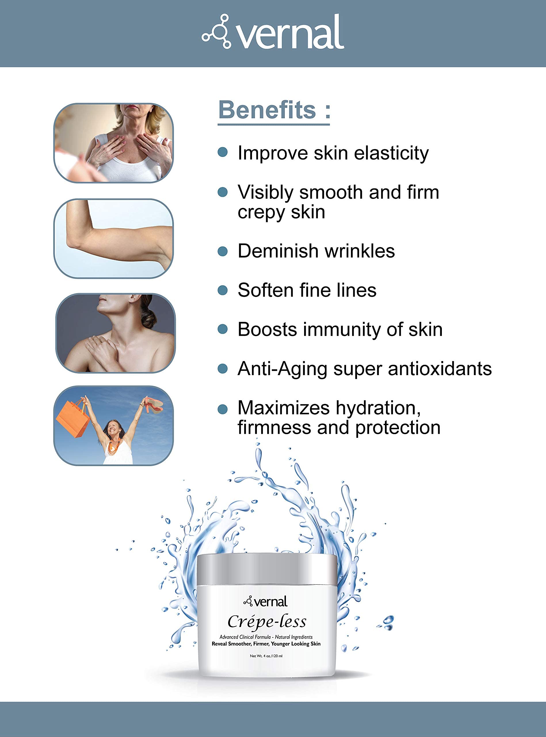 Vernal Crepe-less Cream skin texture closeup reveals improved elasticity.