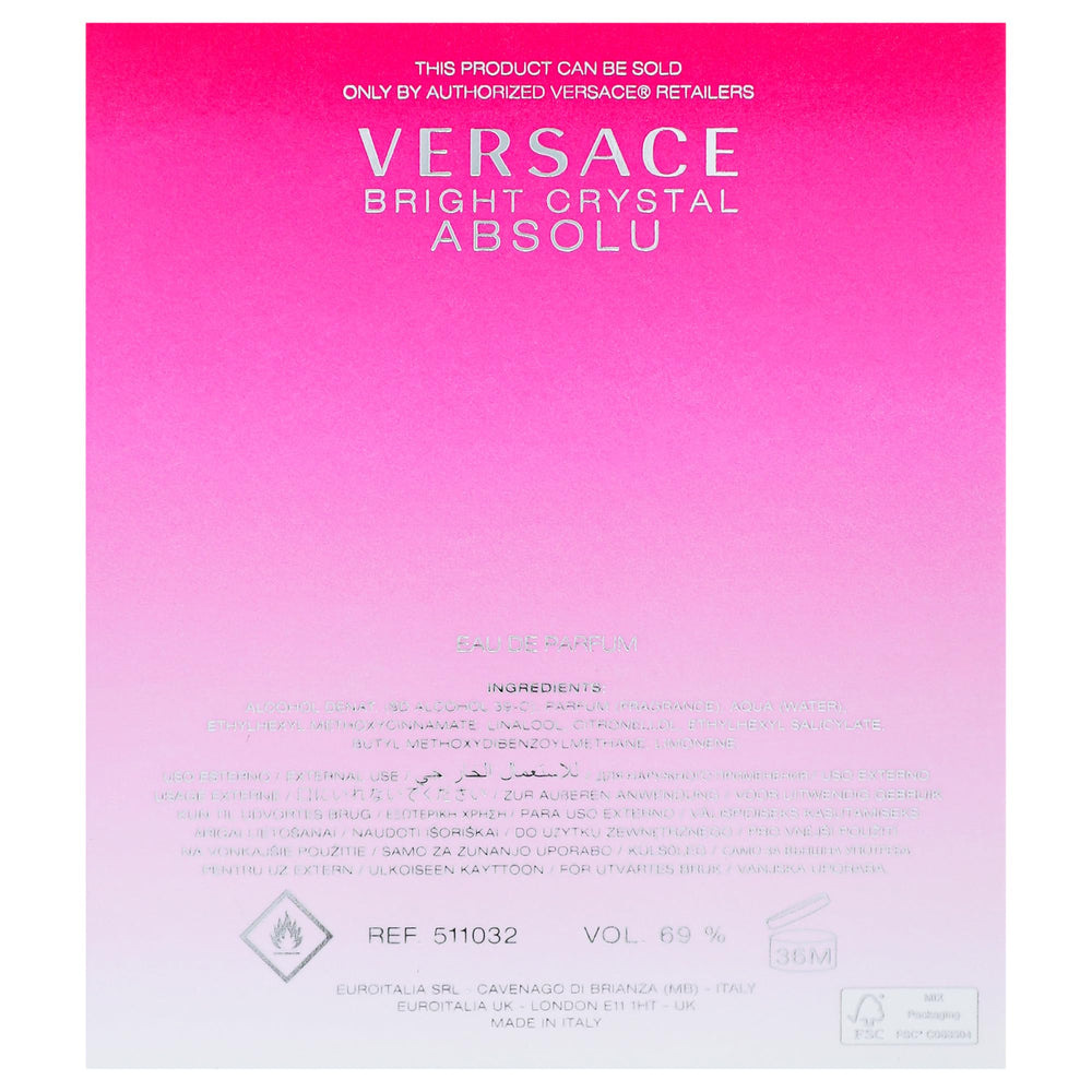 Versace Bright Crystal Absolu box packaging for gift-ready presentation