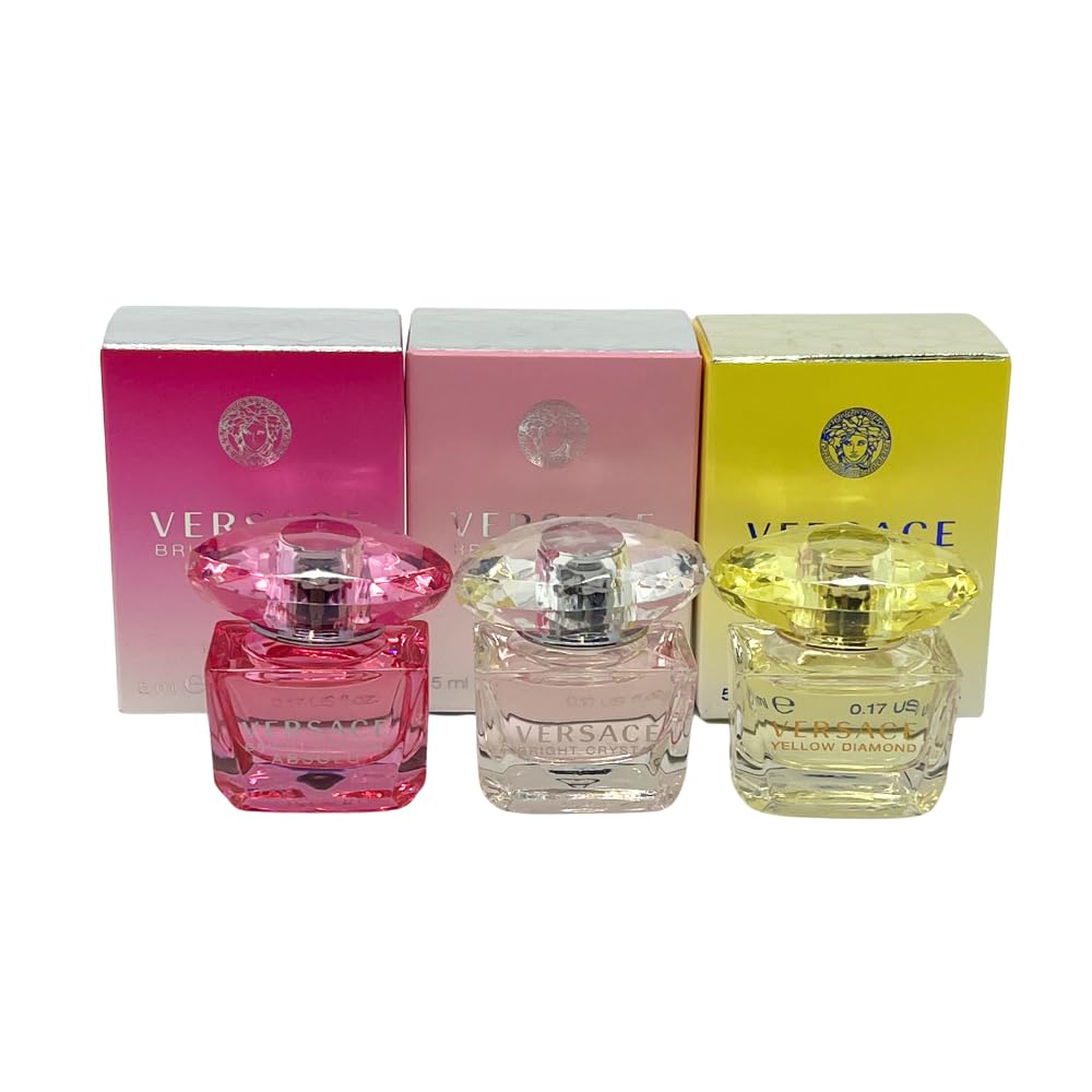 Versace Bright Crystal Absolu mini bottle on display for elegant on-the-go scent moments.