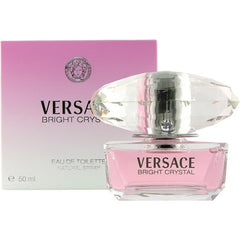 Versace Bright Crystal bottle closeup showcasing pink, crystal-inspired design for everyday luxury.