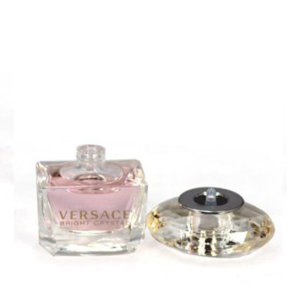 Versace Bright Crystal mini EDT bottle, compact travel-friendly fragrance for purse or trip.