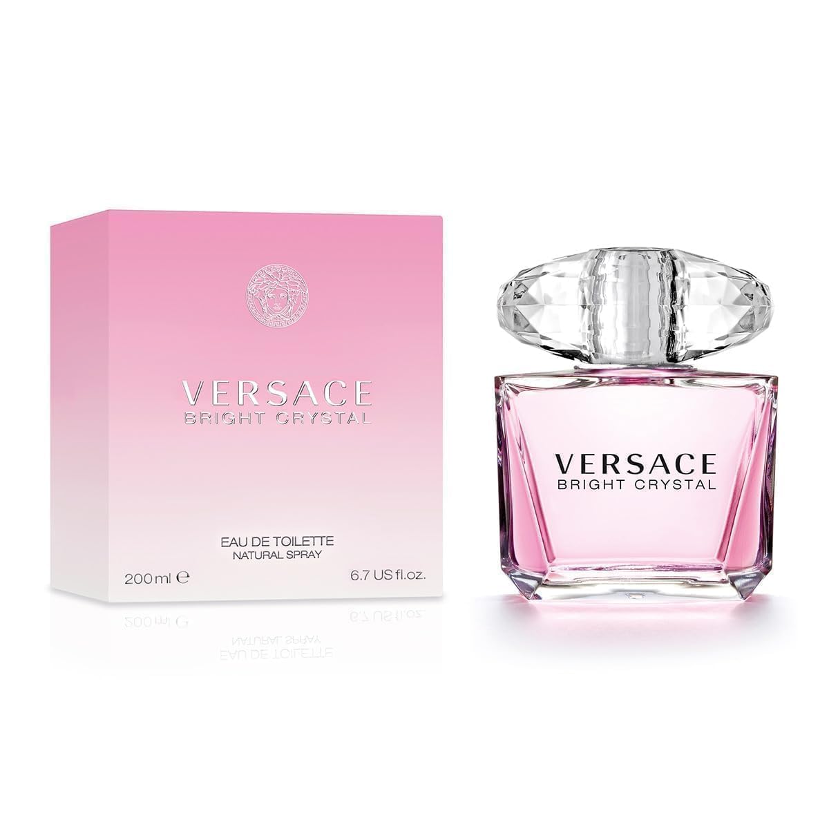 Versace Bright Crystal perfume dispense demonstrates easy misting for on-the-go scent.
