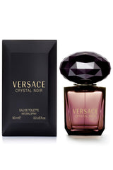 Versace Crystal Noir emblem cap close-up (versace-crystal-noir-emblem-cap) highlights premium branding and couture vibe.